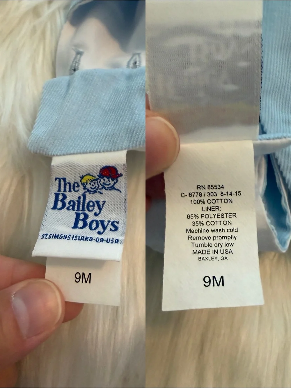 The Bailey Boys Baby Light Blue Corduroy Longall | 9M